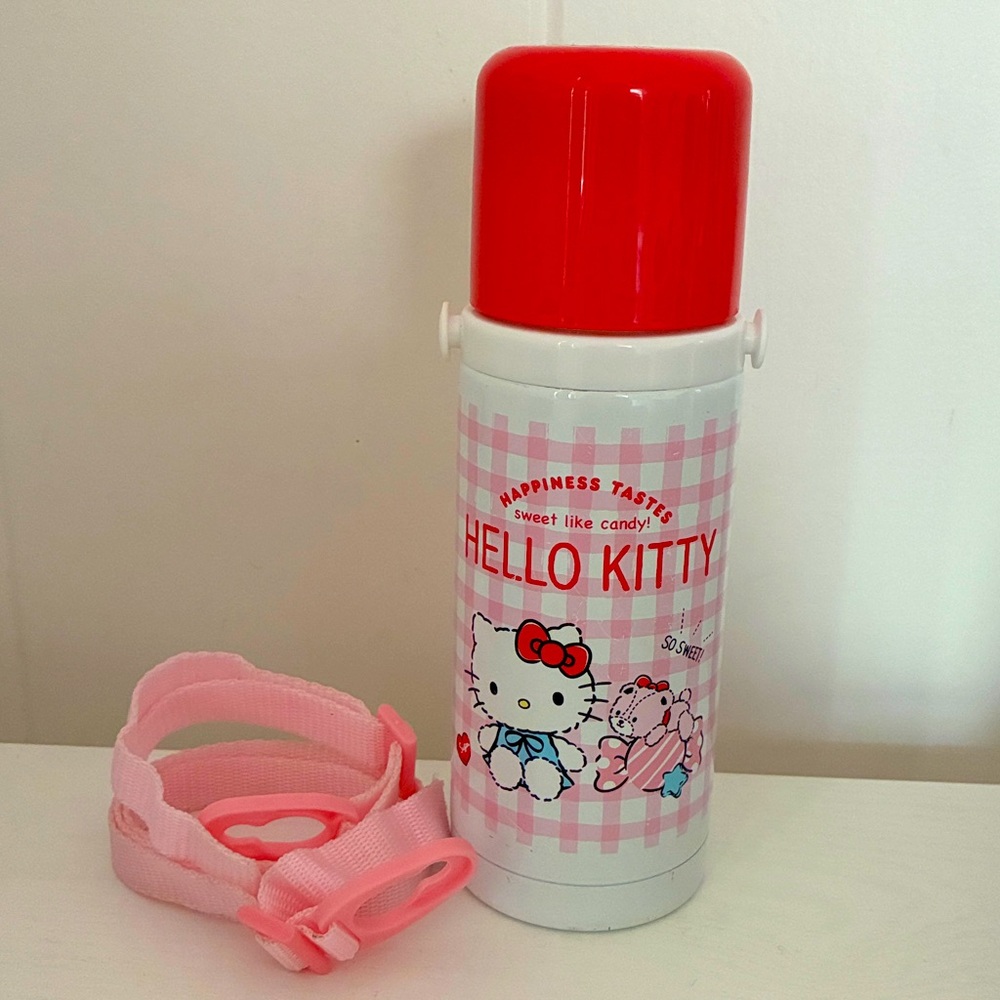 HELLO KITTY Metal Thermos With Strap
